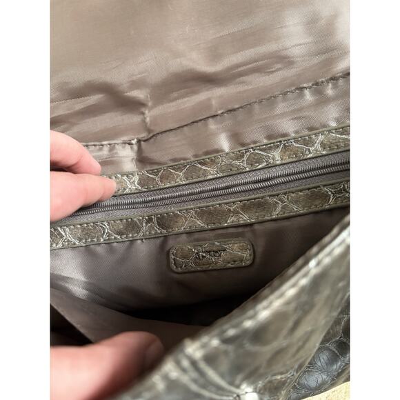 Y2K Grey Snakeskin Shoulder Bag with Silver Hardware Purse - Picture 7 of 8